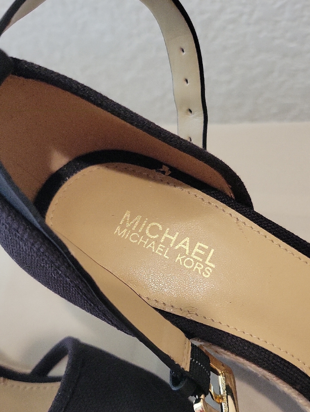 Michael Kors Black Espadrille Wedge Sandals with Ankle Strap - Picture 2 of 9